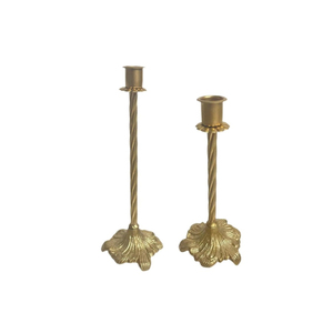 Luxury Vintage <b>Brass</b> <b>Candlestick</b> <b>Holder</b> Set High Quality Gold Metal Taper Candle Stand with Spiral Stem Floral Base for Wedding - Product Image 1