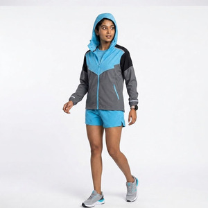 OEM Mens 3PCS Waterproof Lightweight Polyester Activewear Set Hoodie <b>Jacket</b> T-Shirt Shorts Running Gym <b>Workout</b> Wear - Product Image 3