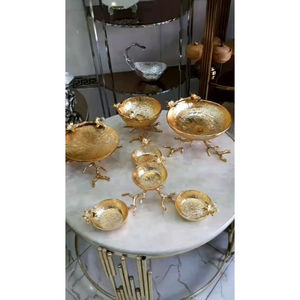 Tazón de lujo para servir comida, hecho de metal de alta calidad, chapado en oro, de alta gama, para centros de mesa en el hogar u hotel, a precio bajo. - Product Image 1