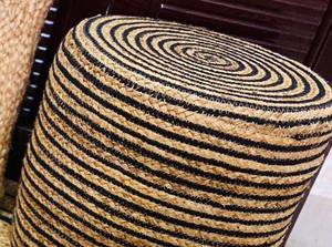 Poufs et tabourets décoratifs modernes ronds en jute et coton tressé multifonctionnels 2 pièces - Product Image 2