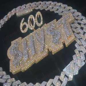 Colgante de Plata 925 Personalizado con Incrustaciones de Moissanita VVS, Estilo Hip Hop Bling, Bicolor, para Hombre - Product Image 6