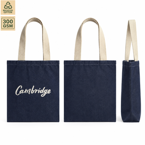 Blue 300 GSM Denim <b>Tote</b> Bag 34x38-cm One-Side Flock Print Custom Logo Wholesale OEM Private Label Bulk SNCH171-TIC Pro - Product Image 2