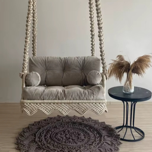 Macrame Hammock Chair, Large Macrame Round <b>Swing</b>, Hanging Cotton Macrame Hammock Chair, Macrame <b>Swing</b> Chair, Macrame handmade Sw - Product Image 1