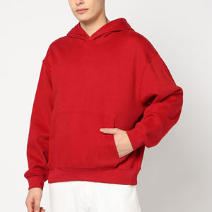 Sweat-shirt à capuche en polaire rouge surdimensionné pour homme de haute qualité, décontracté, couleur unie, avec poches, coupe classique, tricoté, imperméable - Product Image 2