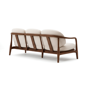 Sofá de 3 Plazas de Madera de Teca Sólida de Lujo, Muebles Modernos para Sala de Estar de Hotel o Apartamento, Sofá con Estructura de Madera Tapizada - Product Image 4