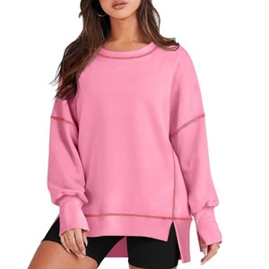 Sweat-shirts surdimensionnés pour femmes, dernière conception OEM/ODM, haute qualité, personnalisés, manches longues, épaules tombantes, coton respirant - Product Image 1