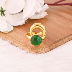 <b>Adjustable</b> Green Hydro Brass <b>Ring</b> Handmade Gemstone Jewelry for Women - Product Image 3