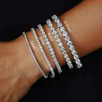 Pulsera de tenis de moissanita de 2mm, 3mm, 4mm, 5mm, 6.5mm, plata S925, color D, VVS, chapada en oro de 18k, estilo hip hop, unisex