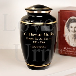 Urnas funerarias lisas negras y doradas al por mayor en 3 tamaños, medianas para adultos, contenedor conmemorativo para cenizas. - Product Image 2