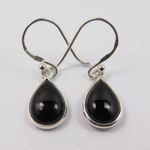 Prix de gros Lab Grown Black Onyx Pear Cut Drop Boucle d'oreille de haute qualité en argent Sterling 925 fait à la main Boucles d'oreilles Bijoux tendance - Product Image 1