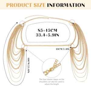 Chaîne de corps pour femme, chaîne d'épaule réglable, chaîne de corps à pampilles dorée superposée, bijoux de corps sexy - Product Image 4