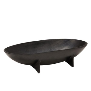 Grand bol à fruits décoratif noir sur pied pour salon, idéal pour les fêtes et comme accessoire de décoration intérieure - Product Image 1