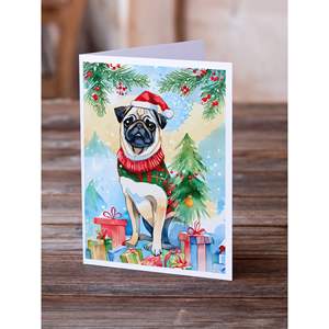 Whimsical A7 Size 5x7 Blank <b>Note</b> <b>Cards</b> Pack of 8 Christmas <b>Greeting</b> <b>Cards</b> with Envelopes for Pug Lovers - Product Image 2