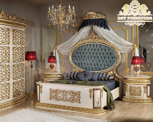 Rococo-muebles italianos para dormitorio, conjunto de dormitorio tallado de oro real, estilo francés - Product Image 5