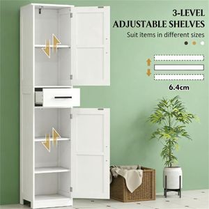 Armadio Bianco e Mobiletto per Bagno, Pratici Scaffali per Bagno - Product Image 3