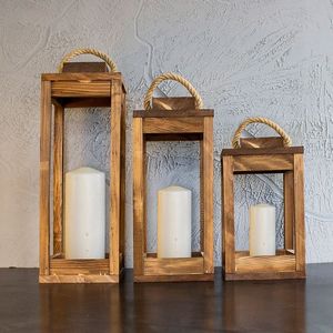 <b>Set</b> Of 3 Customized Handmade Wooden Candle <b>Lantern</b> Candle Holder For Event & Home Decor - Product Image 2