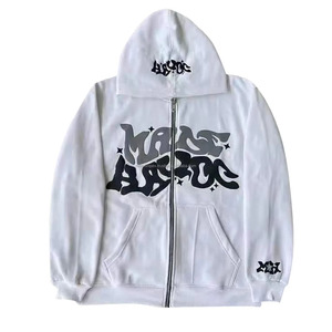 Trending Oversized Zipper Hoodie Custom Puff Print | Vintage Hip-Hop Style | 100% Cotton Fleece | Unisex Pullover - Product Image 3
