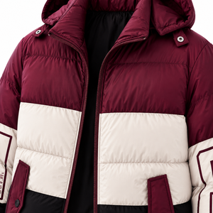 Mens Winter Color Block <b>Zip</b>-<b>Up</b> Puffer <b>Jacket</b> Canvas Plain Dyed Stand Outdoor Windproof Breathable Eco-Friendly Anti-Bacterial - Product Image 3