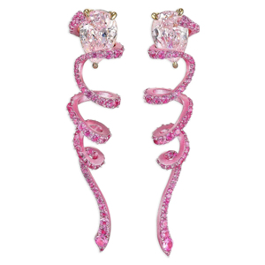 Pendientes Románticos con Forma de Flor y Cristales Rosados, Chapados en Oro Rosa de 18K, Joyería de Boda para Mujer - Product Image 1