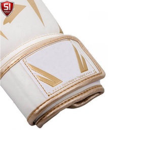 Ensemble de boxe SUMROOS SI : Gants en cuir blanc et or avec sangle de poignet réglable, durables, protecteurs et confortables pour l'entraînement, à lacets - Product Image 5