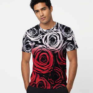 T-shirt à manches courtes pour homme, col rond, 100% coton, coupe ample, respirant, noir, rouge, blanc - Product Image 1