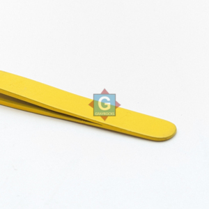 Pinzas de Precisión para Pestañas de Acero Inoxidable Amarillo con Punta Inclinada Suave para Depilación de Cejas - Product Image 5