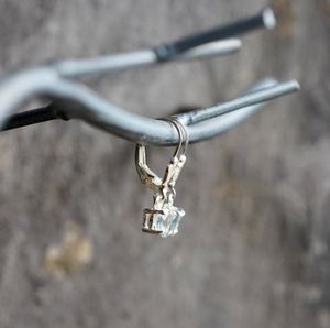 Natural Aquamarine Lever <b>Back</b> Drop <b>Earrings</b> 925 Sterling Silver Gold Plated 6mm Round Dangle Elegant Luxury Gemstone Jewelry - Product Image 3