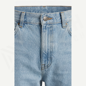 Jean en denim coupe droite délavé clair pour homme, taille haute, coupe classique, en coton, style décontracté, pantalon de printemps - Product Image 5