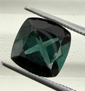 Pierre précieuse naturelle de tourmaline verte foncée, pierre brute, véritable tourmaline verte, taille coussin, pour la fabrication de bijoux, bague, pendentif, cadeau, 9x9mm - Product Image 1