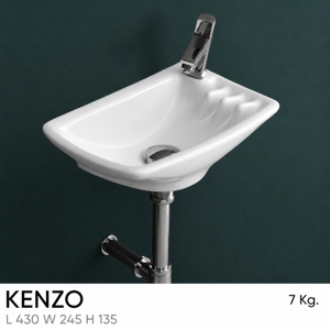Robinet mural rectangulaire chromé KENZO pour lavabo 12L, montage monotrou, design minimaliste, lavabo de salle de bain, garantie 5 ans, certifié NSF - Product Image 2