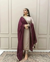 Ensemble Salwar Kameez en soie gaufrée KV pour l'automne, avec pantalon et dupatta, séchage rapide, sans plis, tenue traditionnelle pour les fêtes