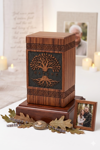 Wooden Urn <b>Memorial</b> Keepsake <b>Box</b> Tree of Life Engraved Cremation Ash Holder Remembrance Gift - Product Image 2