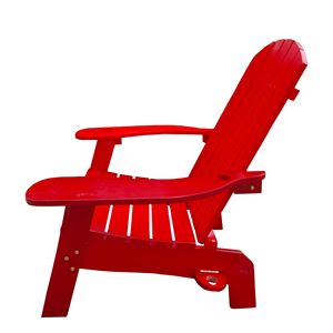 Sedia Adirondack Rossa con Portaombrellone sul Bracciolo, Arredamento in Legno per Esterni o Interni - Product Image 5