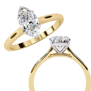 Bague solitaire classique en diamant taille marquise avec un sertissage élégant et des détails raffinés pour un style de joaillerie intemporel et raffiné - Product Image 2