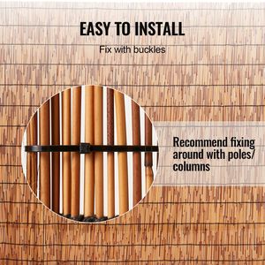 Rotolo di Schermo in Giunco Naturale 3.3 ft X 13.3 ft per Esterni, Recinzione Decorativa per Patio, Balcone, con Traliccio e Cancelli - Product Image 5