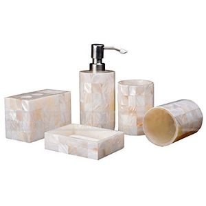 Stylish Mother Of Pearl <b>Bathroom</b> <b>Set</b> Natural Shell Crafted <b>Accessories</b> For Contemporary <b>Bathroom</b> Decor - Product Image 1