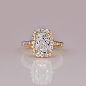 Radiant Cut Lab Grown 2.7CT Engagement Wedding <b>Ring</b> 10/14/18K <b>Gold</b> Halo Handmade Jewelry for Women - Product Image 2