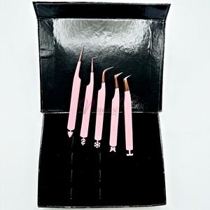 Juego de Pinzas Profesionales de Acero Inoxidable para Extensión de Pestañas - Herramientas de Precisión Antiestáticas, Empaque Personalizable con Logotipo, Precio al por Mayor - Product Image 3