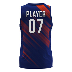 เสื้อบาสเก็ตบอลแบบซับลิเมชั่นสั่งทำพิเศษ แขนกุด คอวี สำหรับผู้ชาย แห้งเร็ว ระบายอากาศดี ขายส่ง ชุดทีมกีฬา - Product Image 6