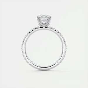 Anillo de compromiso con diamante cultivado en laboratorio de 2.50 quilates, corte esmeralda, estilo floral con pavé y engaste francés en oro blanco de 14K - Product Image 1