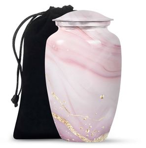 Urne en aluminium avec sac en velours pour cendres humaines taille adulte - Pochette de rangement protectrice Urne funéraire en métal - Product Image 2