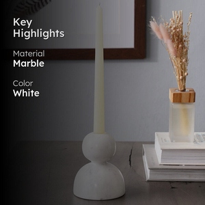 Hot Selling white alabaster taper <b>candle</b> holders elegant natural <b>flame</b> stone minimalist pillar <b>candle</b> stand - Product Image 4