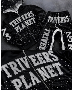ชุดแทรคสูทสตรีทแวร์โอเวอร์ไซส์สีดำพรีเมียม Triveers Planet 73 – เสื้อฮู้ดซิปคุณภาพสูงและกางเกงจ็อกเกอร์เข้าชุดสำหรับผู้ชาย - Product Image 6