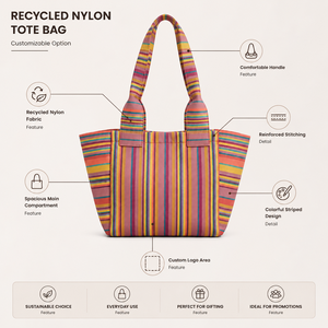 Custom Recycled <b>Nylon</b> Fabric <b>Tote</b> Bag Colorful Candy Pattern Waterproof Open Eco Friendly Reusable All Seasons Shopping Shoulder - Product Image 6