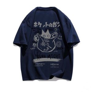 Camiseta Unisex de Algodón Slub con Número Estampado, Manga Corta, Holgada, para Hombre, Estilo Casual de Verano - Product Image 1