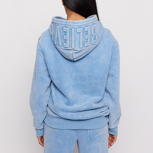 Hoodie professionnel pour femme, tricoté pour l'hiver, personnalisé, en coton épais, délavé à l'acide, coupe oversize, coupe-vent - Product Image 2