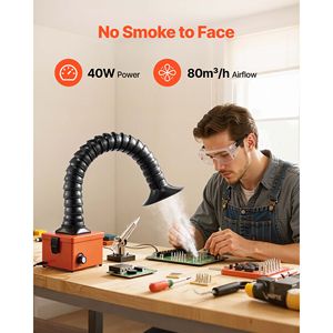 Estrattore di Fumi per Saldatura Senza Spazzole da 40W, 2 Filtri, Flusso d'Aria Regolabile 80 M3/h, Forte Aspirazione 80 M3/h, Accessori per Saldatura - Product Image 2