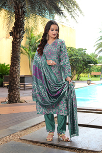 Nuevo Conjunto de Kurti Verde Elegante para Mujer, Manga Larga, Algodón y Seda, Completamente Cosido, para Ocasiones Formales y Festivas - Product Image 2