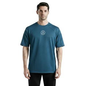 T-shirt de performance bleu pour homme, coton premium, col rond, respirant, doux, pour la gym, le fitness, l'entraînement, vêtements décontractés, logo personnalisé OEM O - Product Image 2