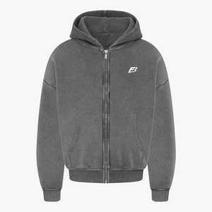 Custom Full Zip Streetwear Oversized Vintage Wash Hoodies <b>Thick</b> <b>Fleece</b> Custom Logo Zipper Hooded Sweatshirt Unisex Winter <b>Jacket</b> - Product Image 1